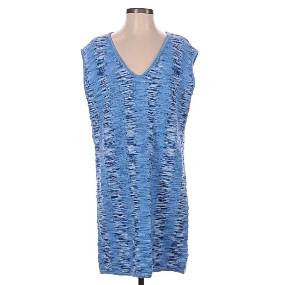 Rhowe by Anna Cate Madelyn Mini Dress V-Neck Blue Playful Knitwear Small